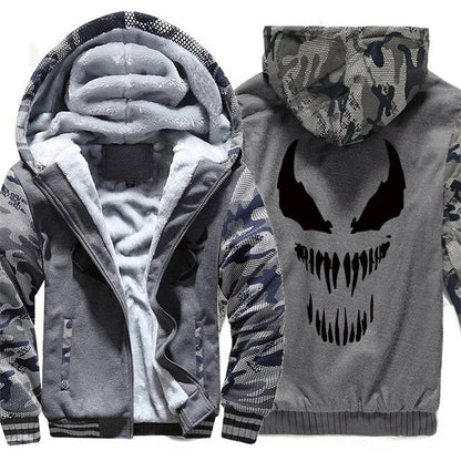 Marvel Venom zipper Sweatshirts Men's Casual Hoodies Winter Thicken Coat Tops Clothing Cosplay Fashion Jacket Streetwear