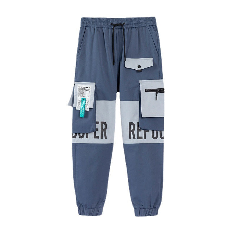 Bunch Foot Casual Pants Trendy Fall New Colorwork Work Pants Men Hip-Hop Loose Pants