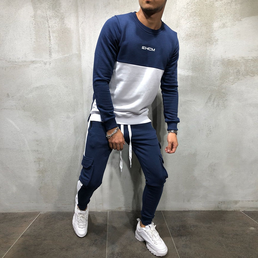 Men's Hoodies Tracksuit Set Male Sweatshirt Sweatpants Multi-pocket Fashion Trousers High Street Jackets Sets